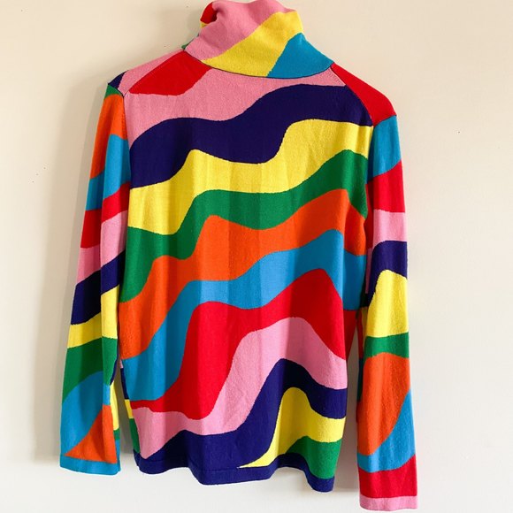 SOLD Mira Mikati Rainbow Wavy Stripe Merino Wool Turtleneck Sweater - Picture 6 of 7